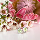 Silver Tube Set Peridot Earrings