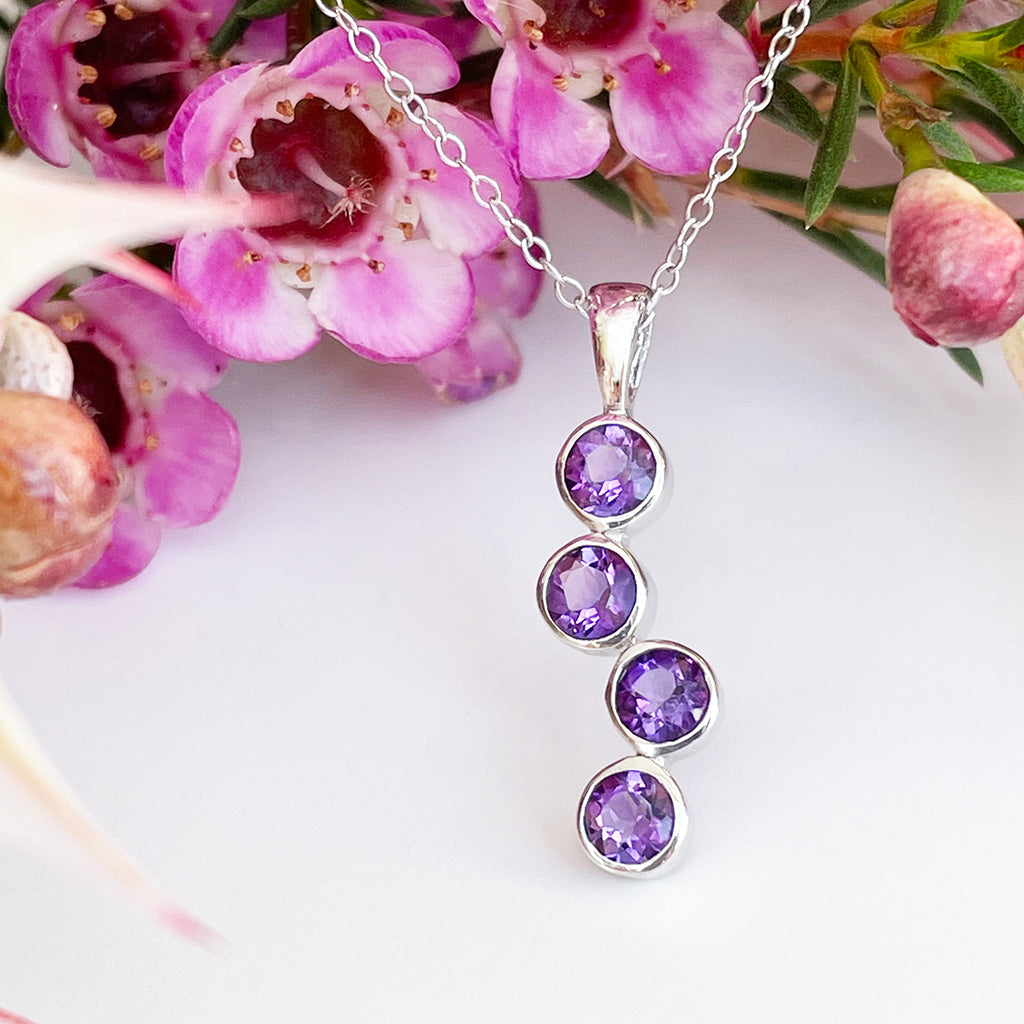 Silver Waterfall Amethyst Pendant