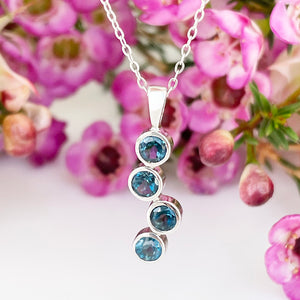 Silver Waterfall London Blue Topaz Pendant