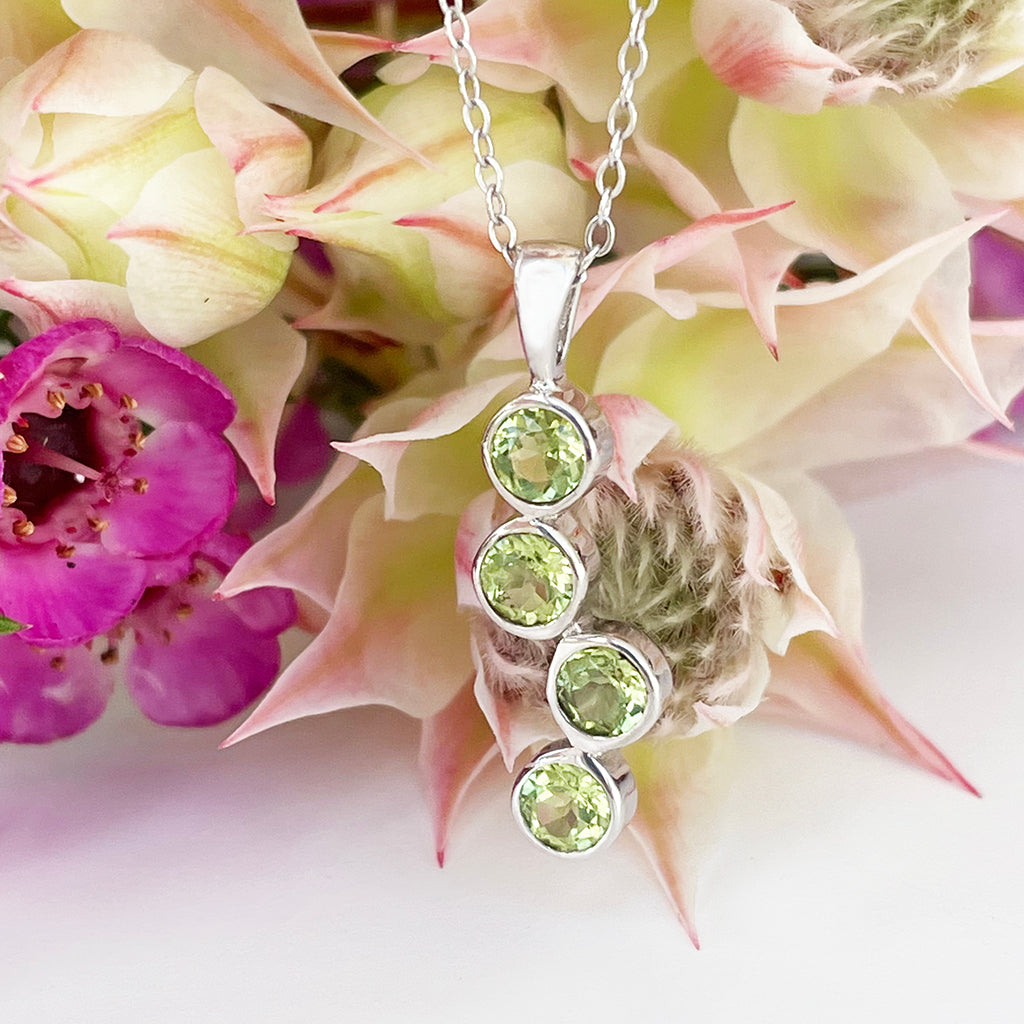 Silver Waterfall Peridot Pendant