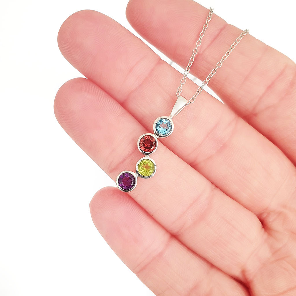 Silver Waterfall Rainbow Pendant