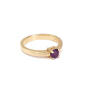 Simply Stylish Petite Yellow Gold Round Amethyst Solitaire Ring