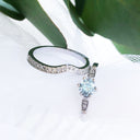 Six Claw Aquamarine, Diamond Engagement Ring with Diamond Wedding Band