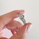 Six Claw Aquamarine, Diamond Engagement Ring with Diamond Wedding Band Set