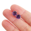 Six Claw Flower Design Amethyst Round Cut Studs