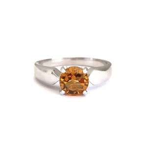 Sleekly Tapered Shoulder Citrine Solitaire Ring