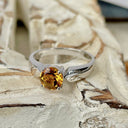 Sleekly Tapered Shoulder Citrine Solitaire Ring