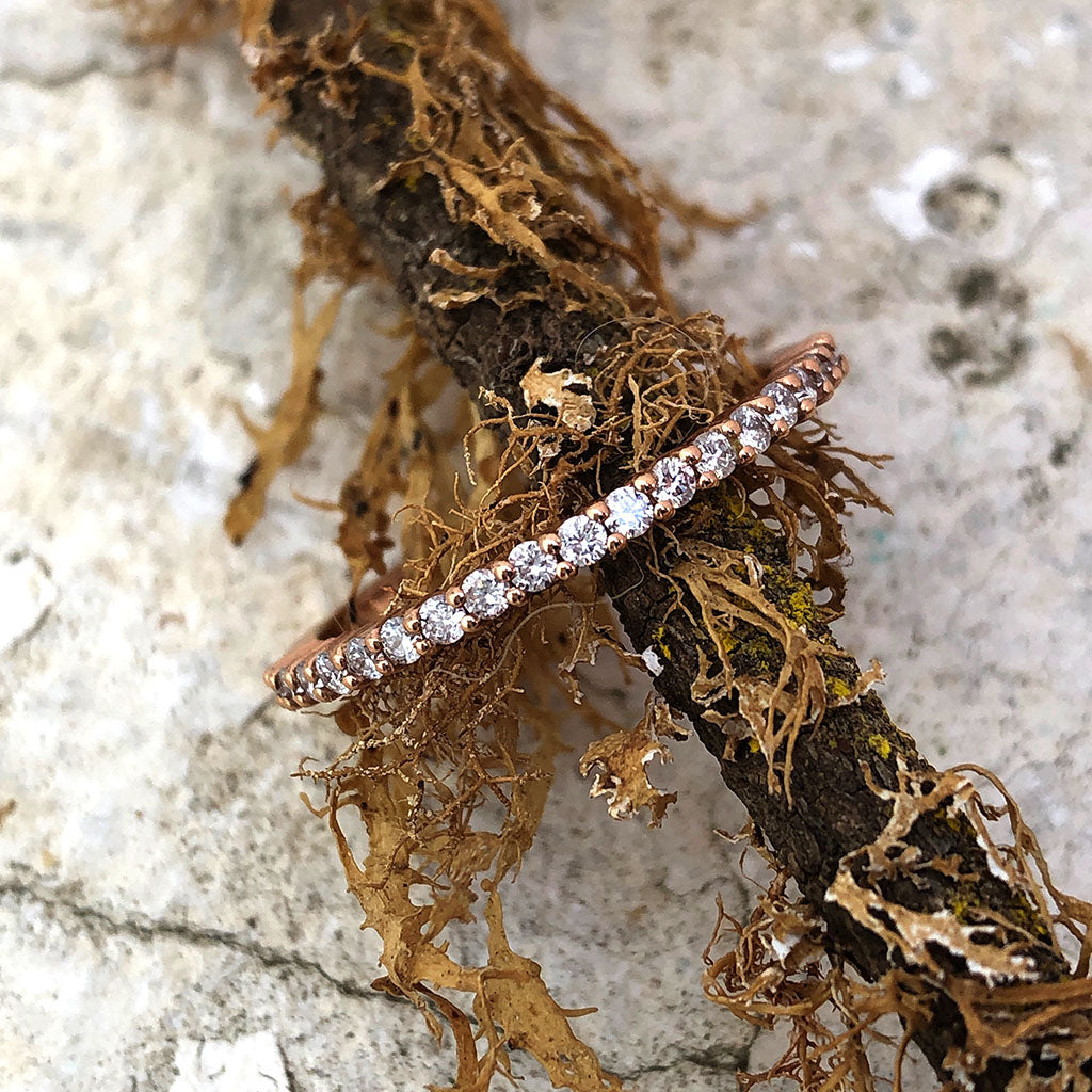 Slim Half Eternity Rose Gold Diamond Ring