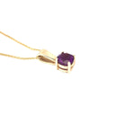 Solid Bale Round Amethyst Yellow Gold Pendant