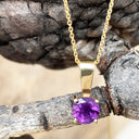 Solid Bale Round Amethyst Yellow Gold Pendant