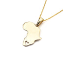   Solid Gold Africa Map Pendant with Stencil Heart Detail