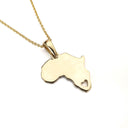   Solid Gold Africa Map Pendant with Stencil Heart Detail