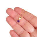 Solid Grooved Bale Round Amethyst Yellow Gold Pendant