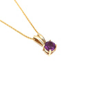 Solid Grooved Bale Round Amethyst Yellow Gold Pendant