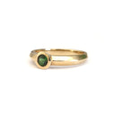 Solid Yellow Gold And Round Cut Green Tourmaline Ring