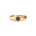 Solid Yellow Gold And Round Cut Green Tourmaline Ring