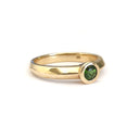Solid Yellow Gold And Round Cut Green Tourmaline Ring
