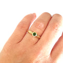 Solid Yellow Gold And Round Cut Green Tourmaline Ring