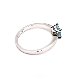 Solitaire Aquamarine Cushion Cut Four Claw Ring