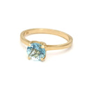 Solitaire Aquamarine Round Cut Four Claw Ring