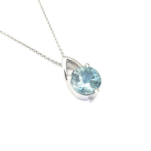 Solitaire Aquamarine and Open V-shaped Bale Pendant