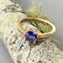 Solitaire Cushion Cut Tanzanite Rose Gold Ring