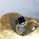 Solitaire Emerald Cut Blue Sapphire Ring