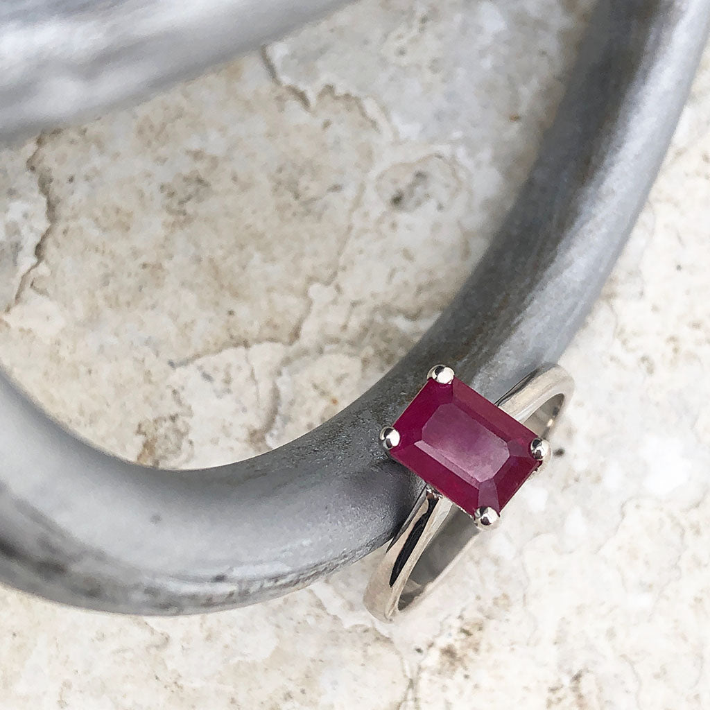 Solitaire Emerald Cut Ruby RingSolitaire Emerald Cut Ruby Ring