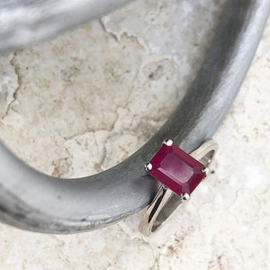 Solitaire Emerald Cut Ruby RingSolitaire Emerald Cut Ruby Ring