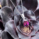 Solitaire Four Claw Oval Grape Garnet White Gold Pendant