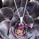 Solitaire Four Claw Oval Grape Garnet White Gold Pendant