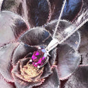 Solitaire Four Claw Oval Grape Garnet White Gold Pendant