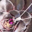 Solitaire Four Claw Oval Grape Garnet White Gold Pendant