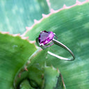 Solitaire Heart Shape Cut Grape Garnet Ring