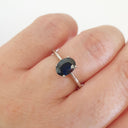 Solitaire Oval Faceted Four Claw Sapphire Ring