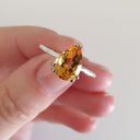 Solitaire Double Claw Pear Cut Citrine White Gold Ring