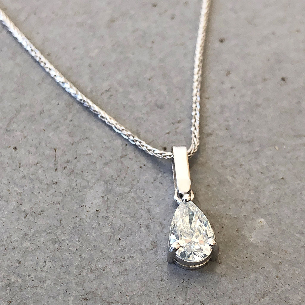 Handcrafted Solitaire Pear Cut Diamond Pendant