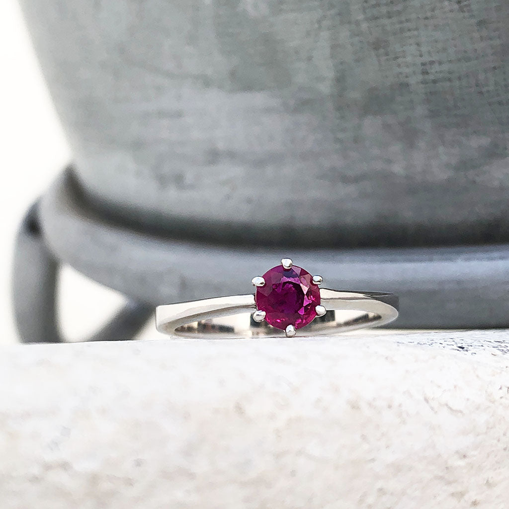 Solitaire Six Claw Ruby Ring