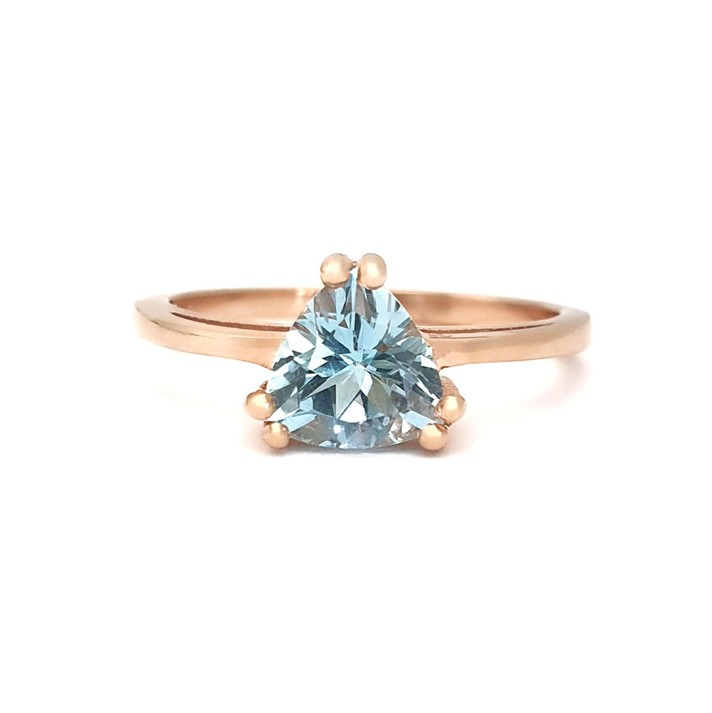 Solitaire Triliant Cut Aquamarine Ring