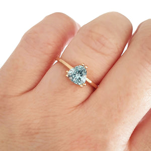 Solitaire Triliant Cut Aquamarine Ring