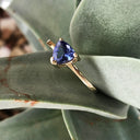 Solitaire Trilliant Cut Tanzanite Yellow Gold Ring