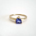 Solitaire Trilliant Cut Tanzanite Yellow Gold Ring