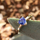 Solitaire Trilliant Cut Tanzanite Yellow Gold Ring
