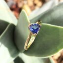 Solitaire Trilliant Cut Tanzanite Yellow Gold Ring