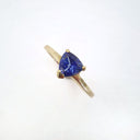 Solitaire Trilliant Cut Tanzanite Yellow Gold Ring