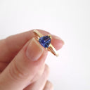 Solitaire Trilliant Cut Tanzanite Yellow Gold Ring