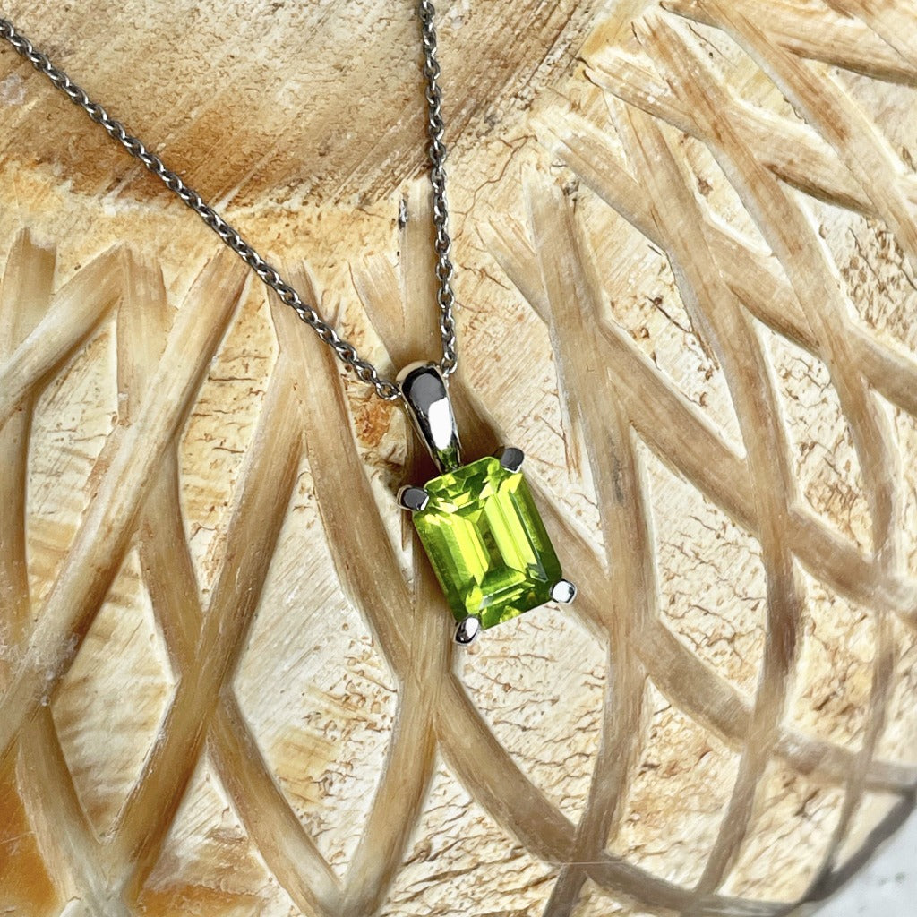 Sophisticated Octagonal Cut Peridot Pendant