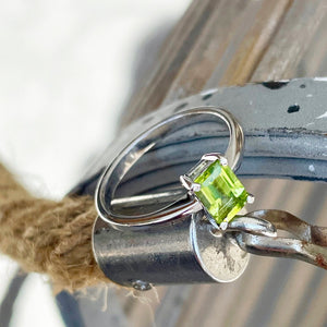 Sophisticated Octagonal Peridot Solitaire Ring