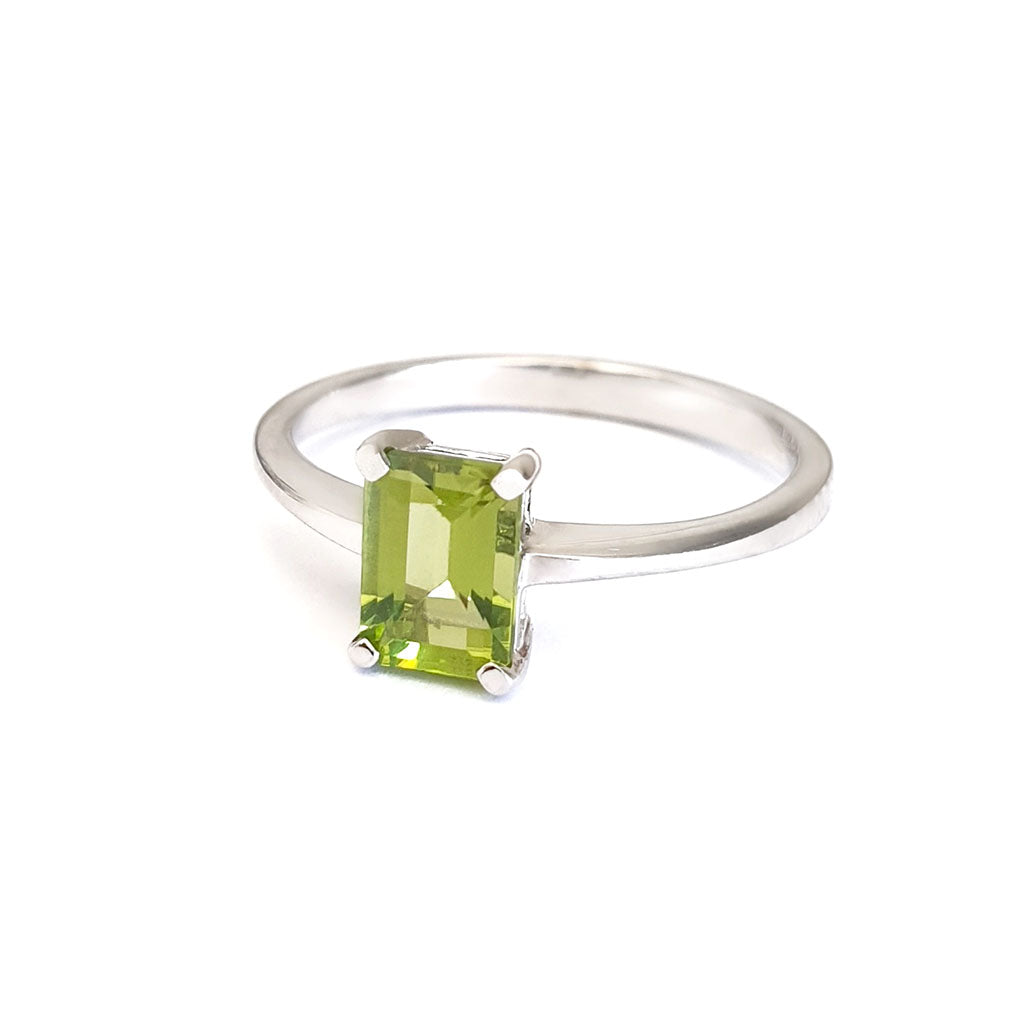  Sophisticated Octagonal Peridot Solitaire Ring