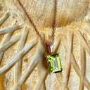 Sophisticated Rose Gold Octagonal Cut Peridot Pendant